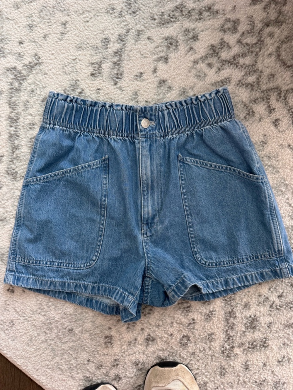 Madewell Casual High-Waist Blue Denim Shorts with Elastic Waistband